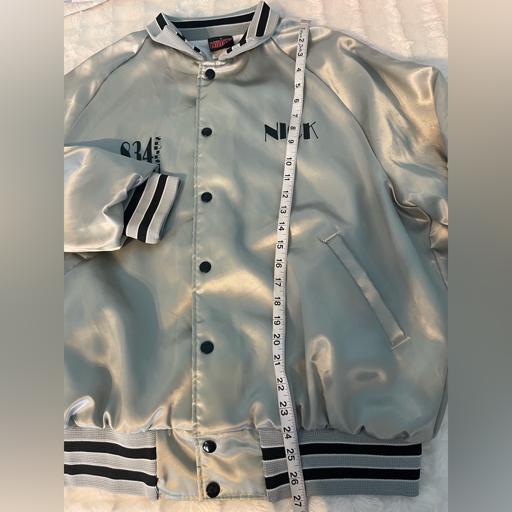 Vintage 80”Women's Satin Bomber Jacket - Silver🤍💎 - Picture 11 of 14